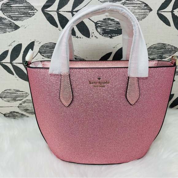 BRAND NEW WITH TAG NWT KATE SPADE GLIMMER SMALL SATCHEL IN MITTEN PINK GLITTER - Picture 1 of 8